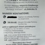 Ulotka informacyjna skierowana do mieszkanców z przydatnymi numerami telefonów kontaktowych, z których można skorzystać w razie potrzeby.